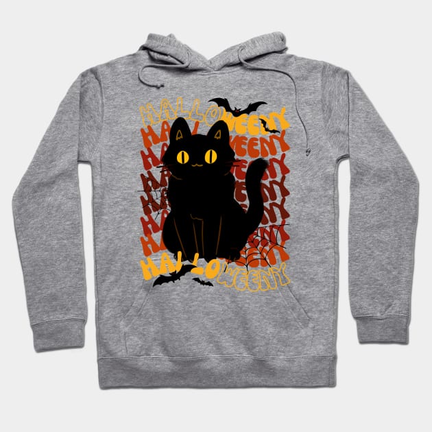 Spooky Halloween Black Cat Hoodie by HappyPeeps